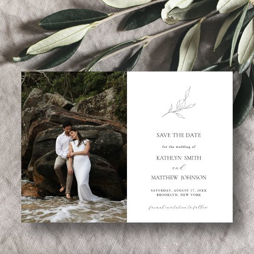 Minimalist Olive Leaf Branch Garden Save The Date Magnetic Invitation