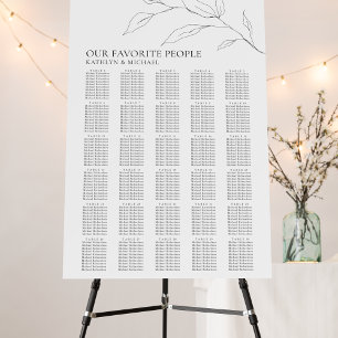 Minimalist Olive Leaf Wedding 30 Table Seating Foam Board