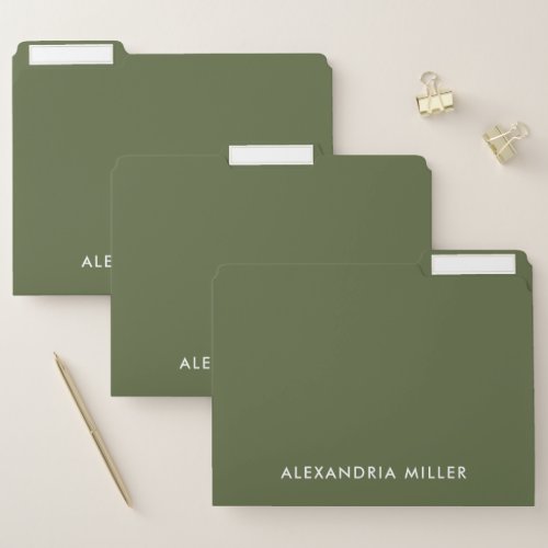 Minimalist Olive Monogram File Folder