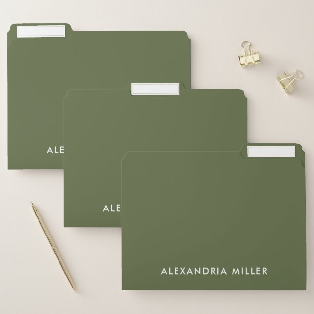 Minimalist Olive Monogram File Folder (Set)