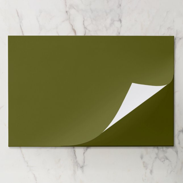 Minimalist olive moss green solid plain placemats (Folded)