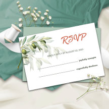 Minimalist Olive RSVP Wedding Card