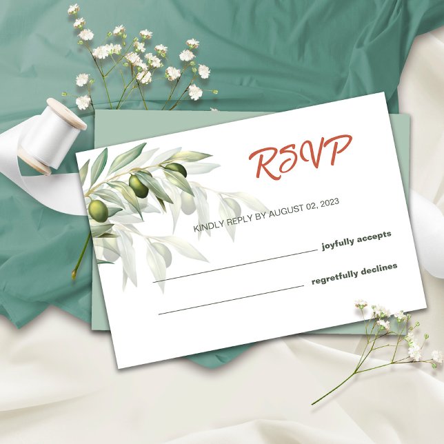 Minimalist Olive RSVP Wedding Card (Creator Uploaded)