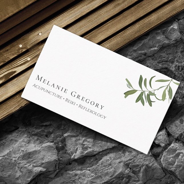 Minimalist Olive Tree Branch Business Card (Creator Uploaded)