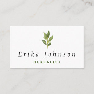 Minimalist Olive Tree Branch Herbalist Gardener Business Card