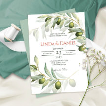Minimalist Olive Wedding Invitation