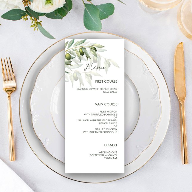Minimalist Olive Wedding Menu (Creator Uploaded)