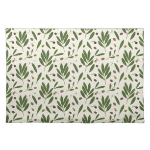 Minimalist Olives and Branches - seamless pattern. Cloth Placemat