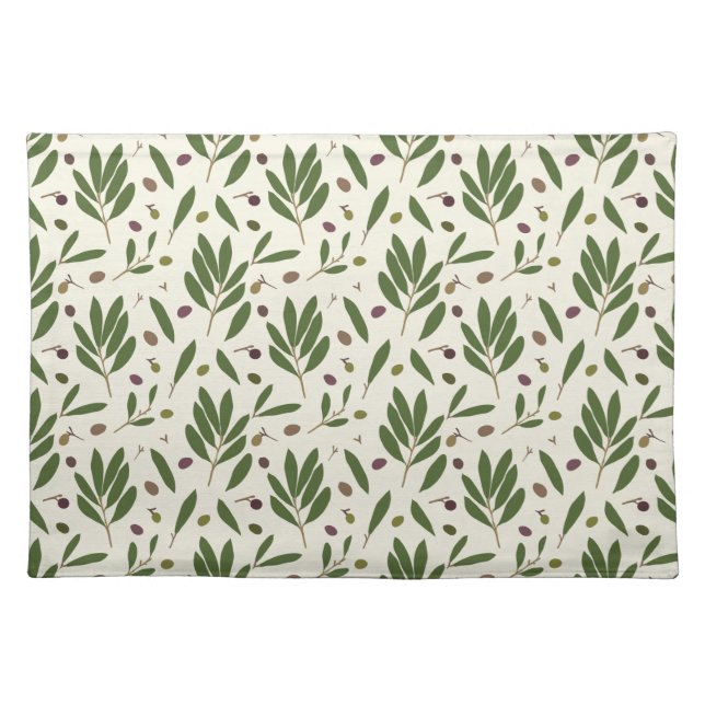 Minimalist Olives and Branches - seamless pattern. Cloth Placemat (Front)