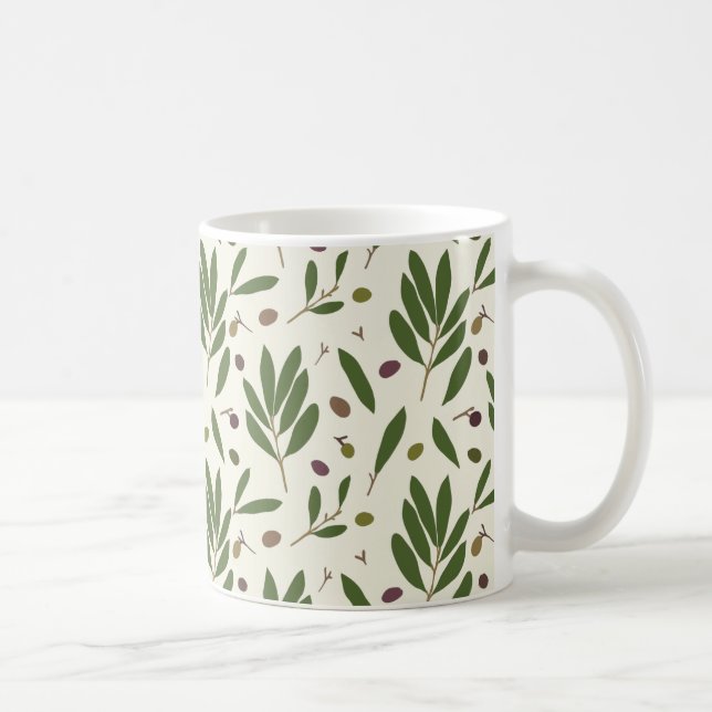 Minimalist Olives and Branches - seamless pattern. Coffee Mug (Right)