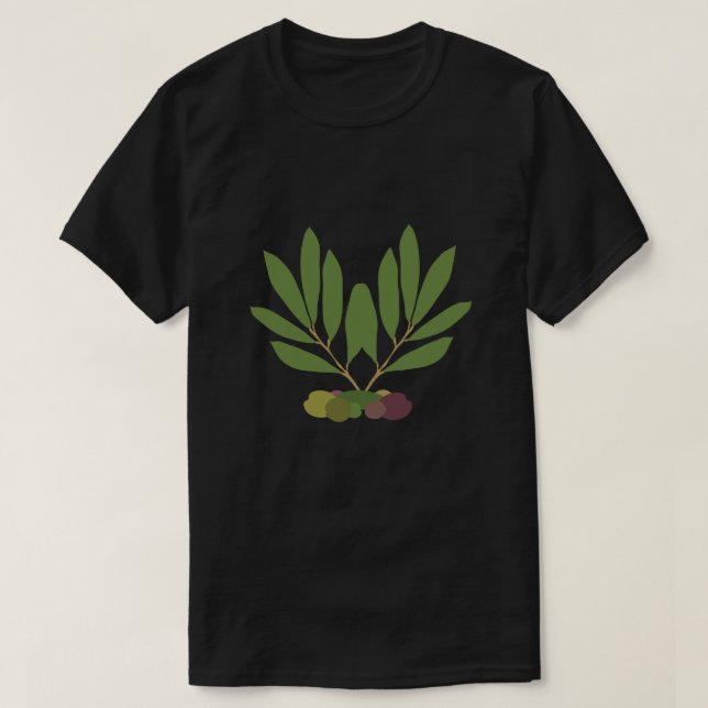 Minimalist Olives and Branches. T-Shirt (Design Front)