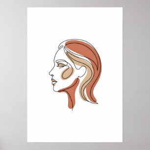 Minimalist One Line Art Abstract Face Graphic Swea Poster