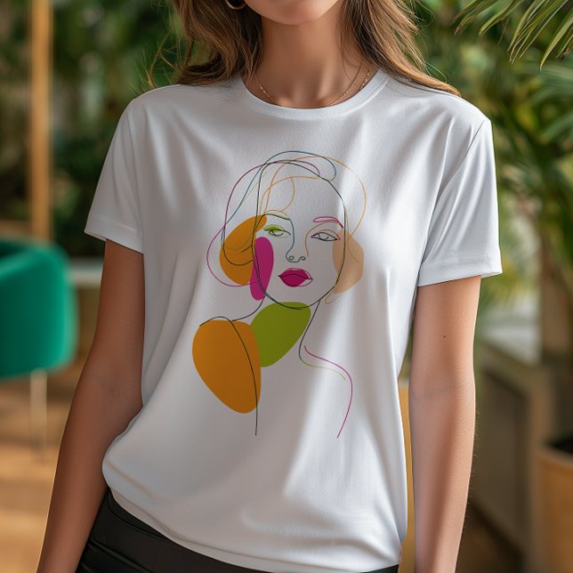 Minimalist One Line Female Portrait Abstract Art Tri-Blend Shirt (Creator Uploaded)