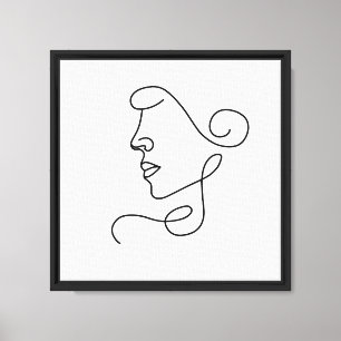 Minimalist One Line Woman Face Art Modern Abstra Canvas Print