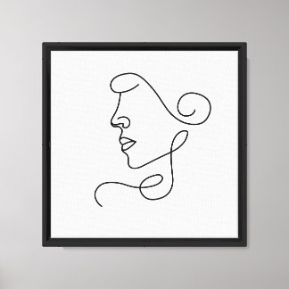 Minimalist One Line Woman Face Art | Modern Abstra Canvas Print