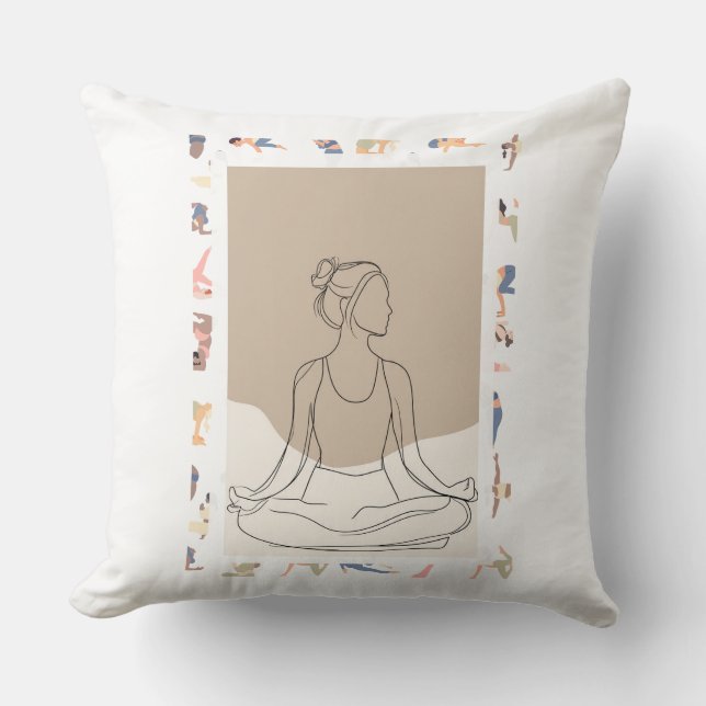 Minimalist One Line Woman Portrait Throw Pillow (Front)