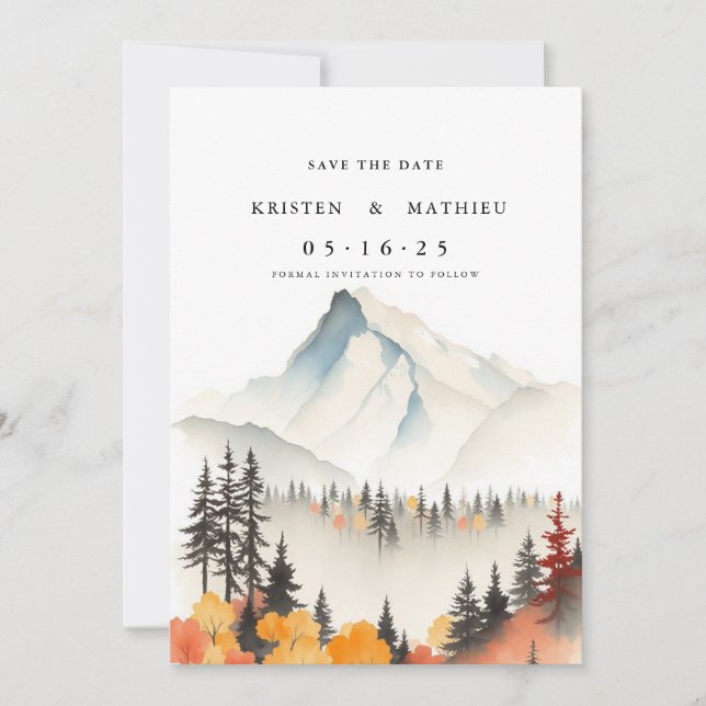Minimalist Online Mountain Save The Date (Front)
