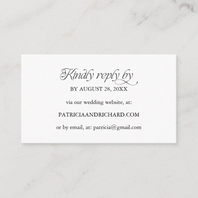 Minimalist Online RSVP Wedding Website Enclosure Card (Front)