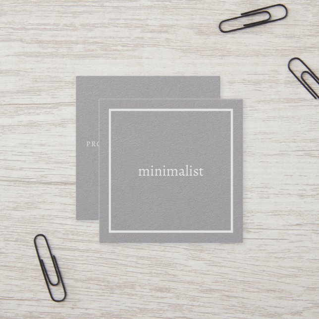 Minimalist Only Name Gray Square Business Card (Front/Back In Situ)
