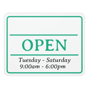 Minimalist Open and Business Hours Door Sign