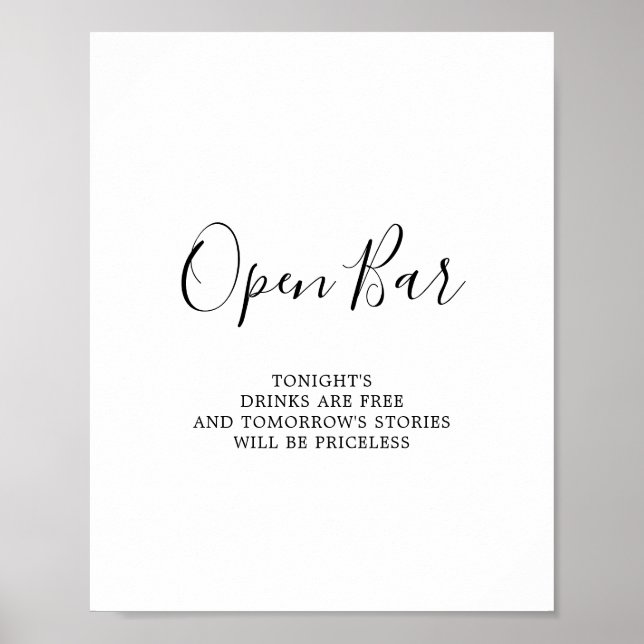 Minimalist Open Bar Sign (Front)