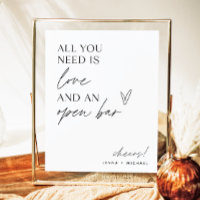 Minimalist Open Bar Sign | Modern Wedding Bar