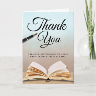 Minimalist Open Book Teacher Thank You Card