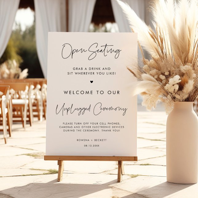 Minimalist Open seating Unplugged ceremony Sign (Creator Uploaded)