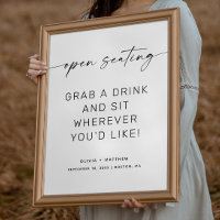 Minimalist Open Seating Wedding Sign | Modern