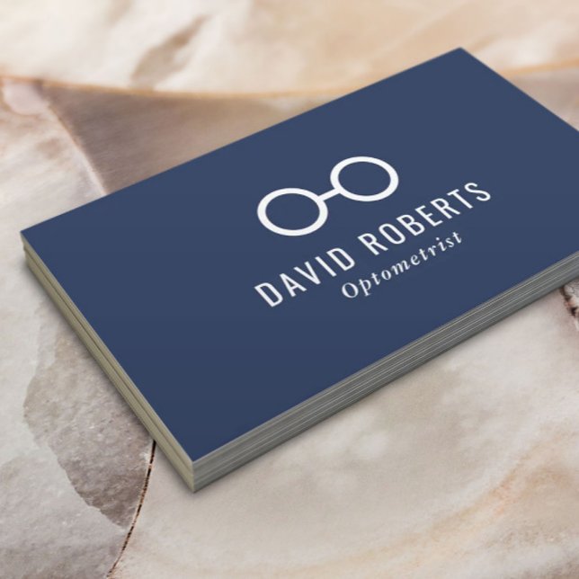 Minimalist Optometrist Eye Glasses Navy Blue Business Card (Creator Uploaded)