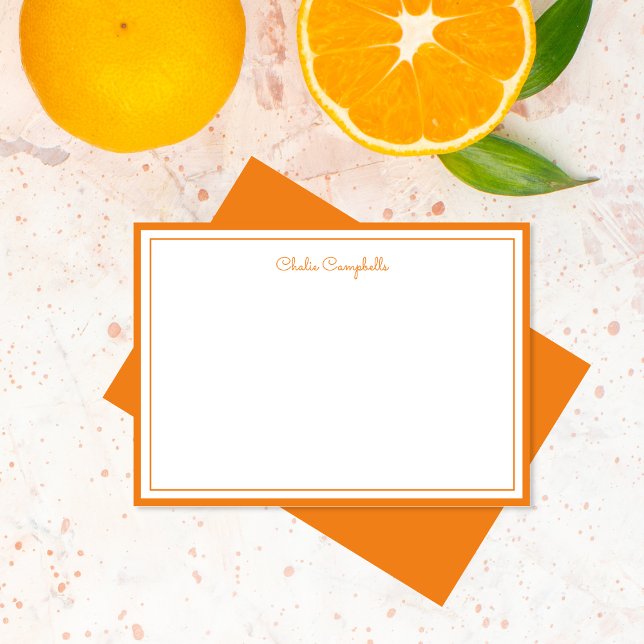 Minimalist Orange, 2 Borders, signature Note Card (Creator Uploaded)
