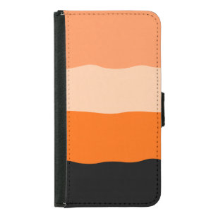 Minimalist Orange and Black Wavy Stripes Samsung Galaxy S5 Wallet Case