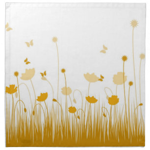 Minimalist Orange and White Poppies Meadow Floral Napkin