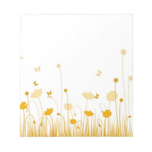 Minimalist Orange and White Poppies Meadow Floral Notepad