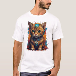 Minimalist Orange Cat Cozy Style T-Shirt