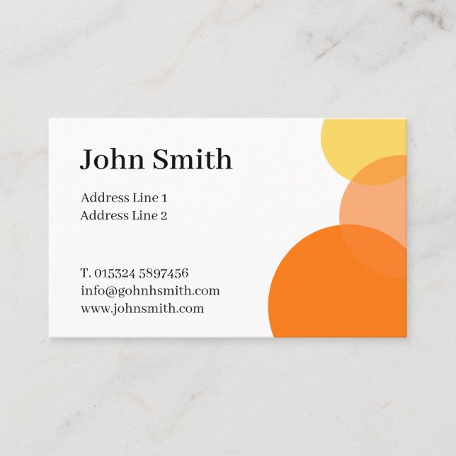 Minimalist Orange Circles Oceania Business Card (Front)