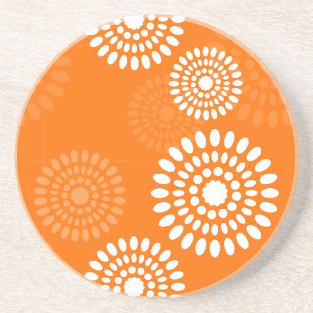 Minimalist Orange Daisy Modern Simplistic Floral  Drink Coaster (Front)