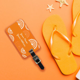 Minimalist Orange Daisy Modern Simplistic Floral Luggage Tag