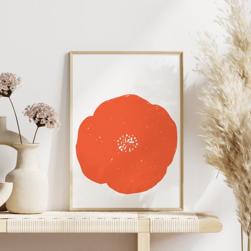 Minimalist Orange Flower Fine Art Drawing Poster