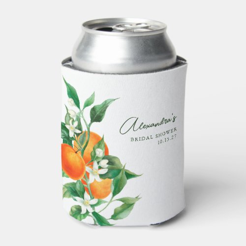 Minimalist Orange Fruit Botanical Bridal Shower Can Cooler