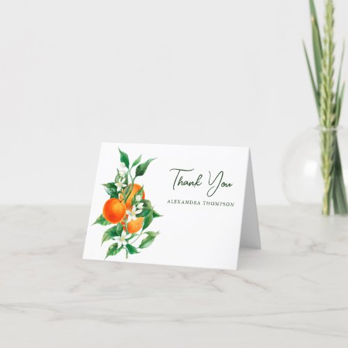 Minimalist Orange Fruit Botanical Bridal Shower Thank You Card