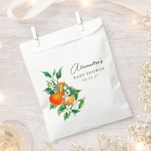 Minimalist Orange Fruit Botanical Cute Baby Shower Favor Bag