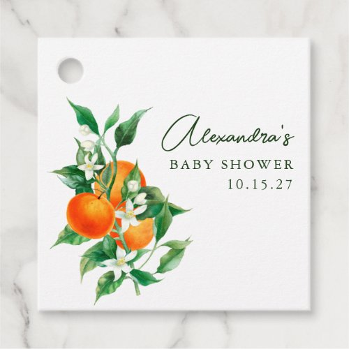 Minimalist Orange Fruit Botanical Cute Baby Shower Favor Tags