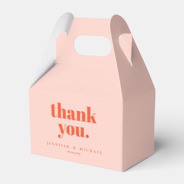 Minimalist Orange Pink Signature Thank you Favor Boxes