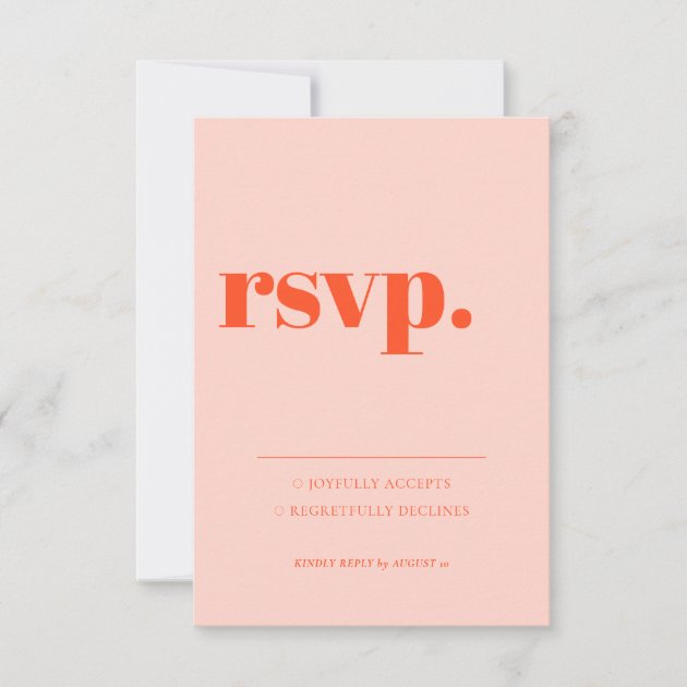 Minimalist Orange Pink Simple Kindly Reply RSVP Card