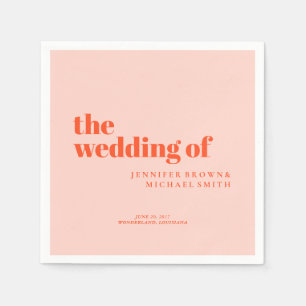 Minimalist Orange Pink Simple Swash Wedding Napkins