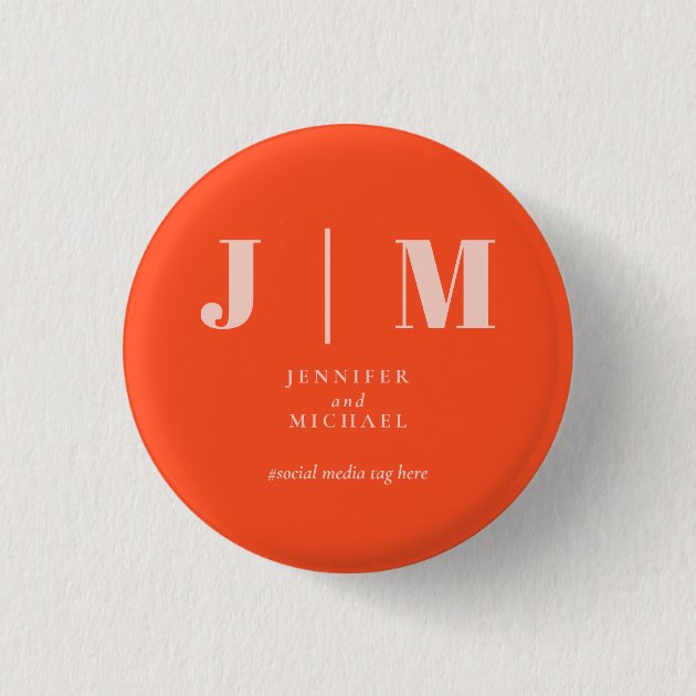 Minimalist Orange Pink Simple Trend Wedding Button