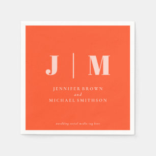 Minimalist Orange Pink Wedding Napkins