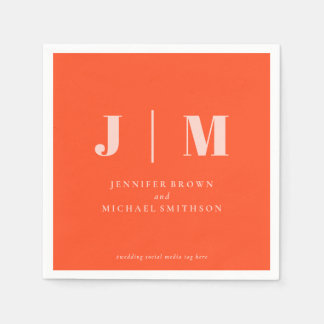 Minimalist Orange Pink Wedding Napkins