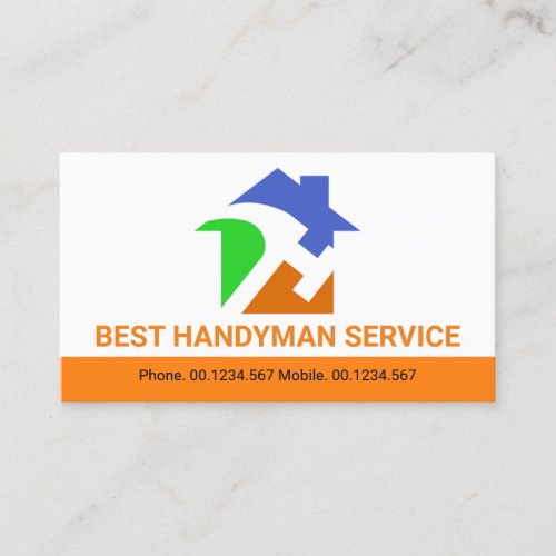 Minimalist Orange Stripe Home Hammer Icon Business Card